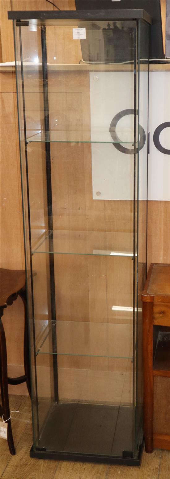 A glass display case W. 43cm.